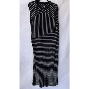Diesel Women's XL Stripe Maxi Stretchy Cotton Sleeveless Tunic Dress Side Split